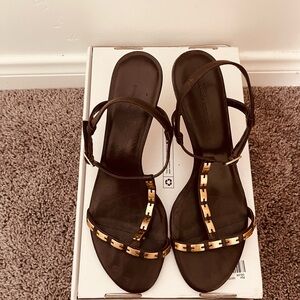 Banana Republic Dark Brown Sandals with Gold Details